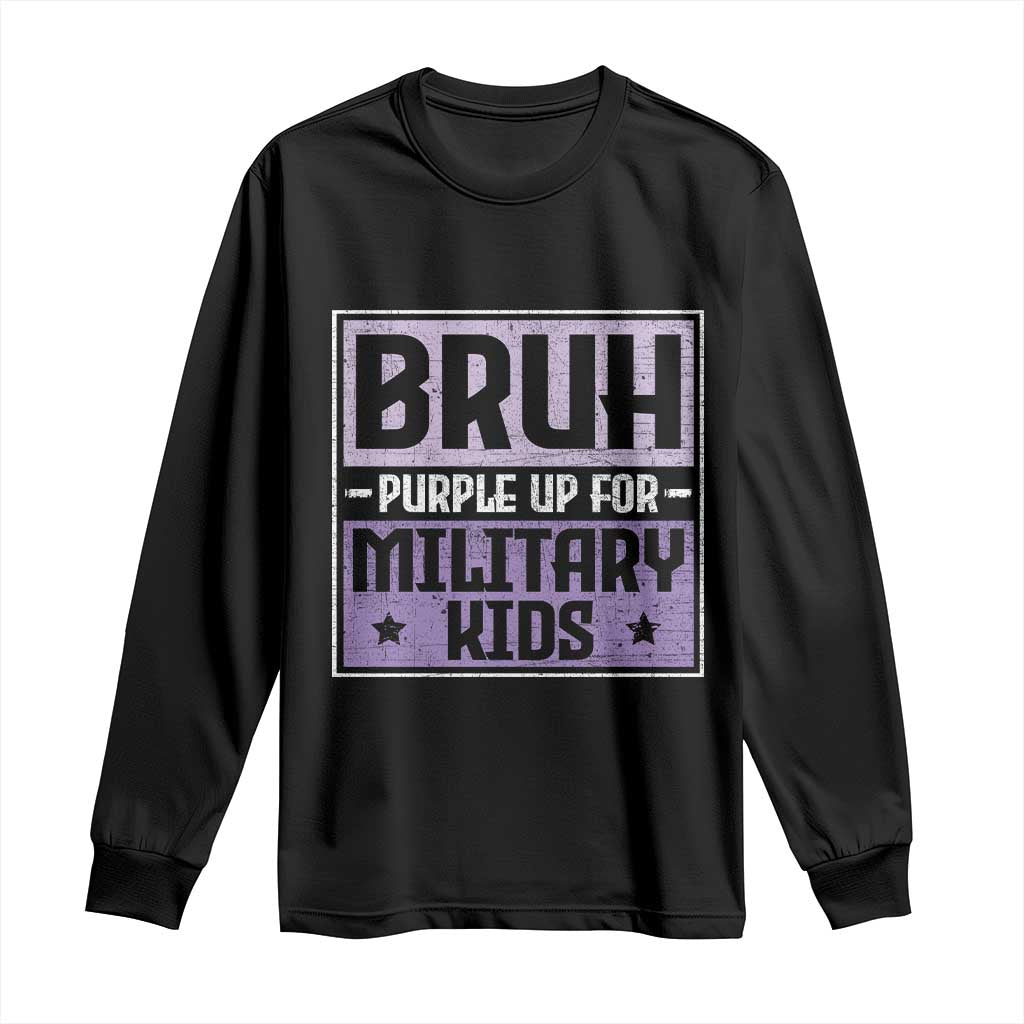 Bruh Purple Up For Military Kids Long Sleeve Shirt Support Military Kids TS10 Black Print Your Wear