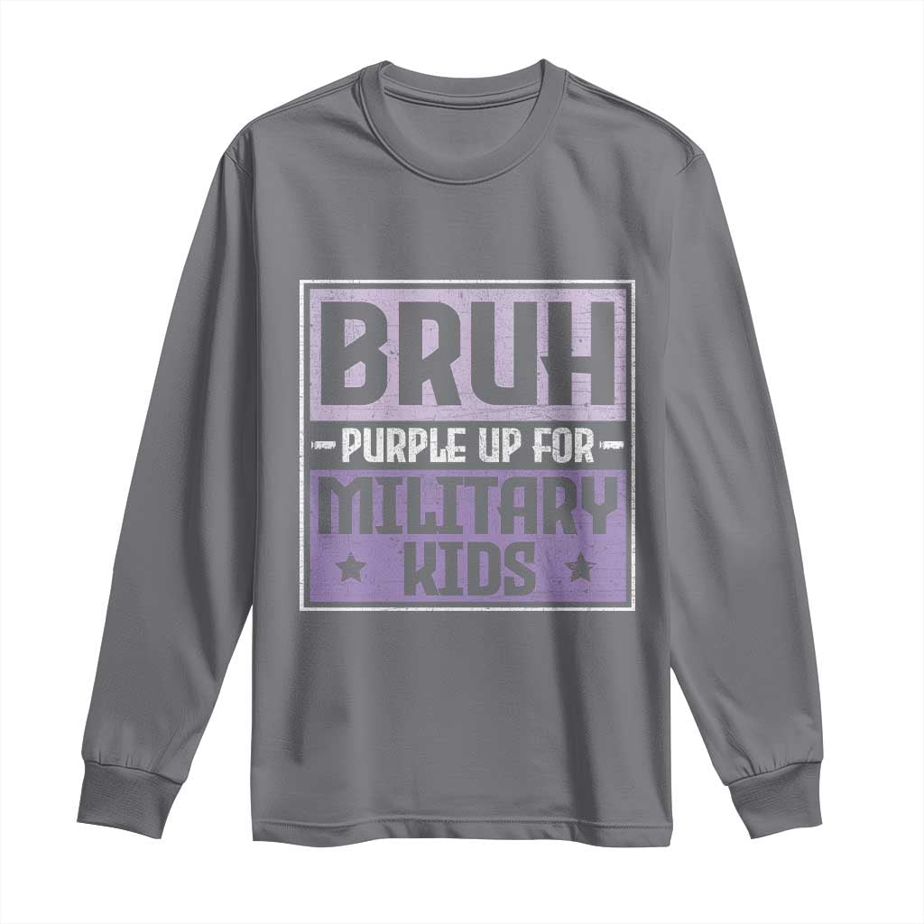 Bruh Purple Up For Military Kids Long Sleeve Shirt Support Military Kids TS10 Charcoal Print Your Wear
