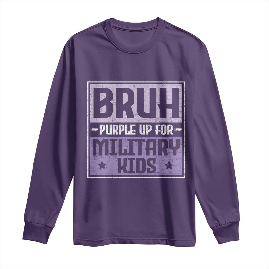 Bruh Purple Up For Military Kids Long Sleeve Shirt Support Military Kids TS10 Purple Print Your Wear