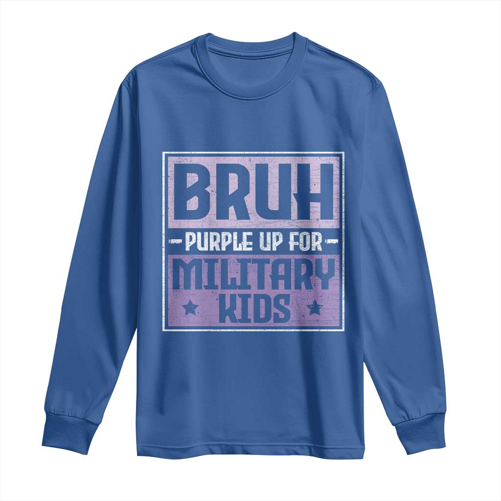 Bruh Purple Up For Military Kids Long Sleeve Shirt Support Military Kids TS10 Royal Blue Print Your Wear