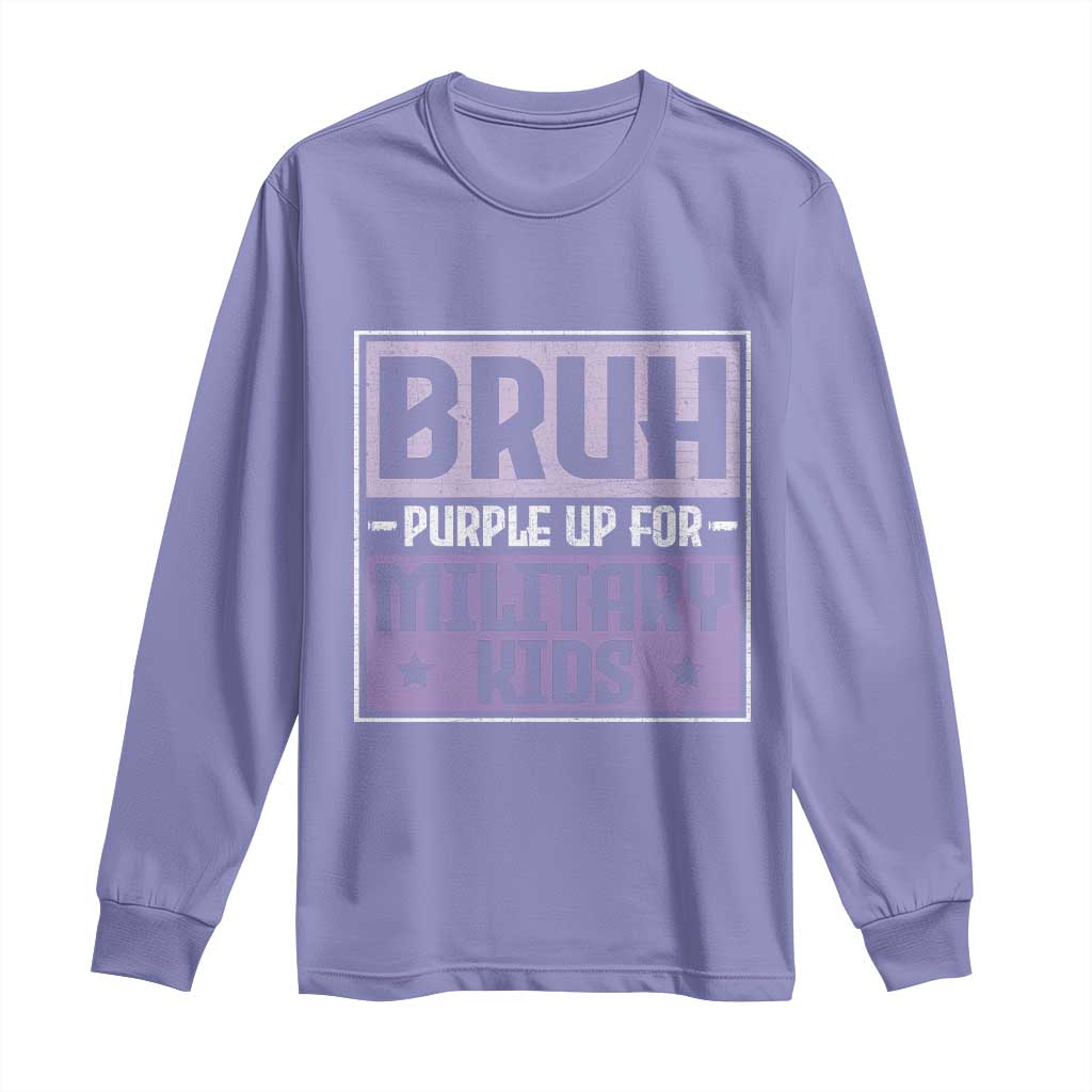 Bruh Purple Up For Military Kids Long Sleeve Shirt Support Military Kids TS10 Violet Print Your Wear