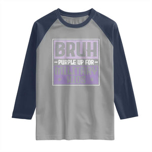 Bruh Purple Up For Military Kids Raglan Shirt Support Military Kids TS10 Sport Gray Navy Print Your Wear