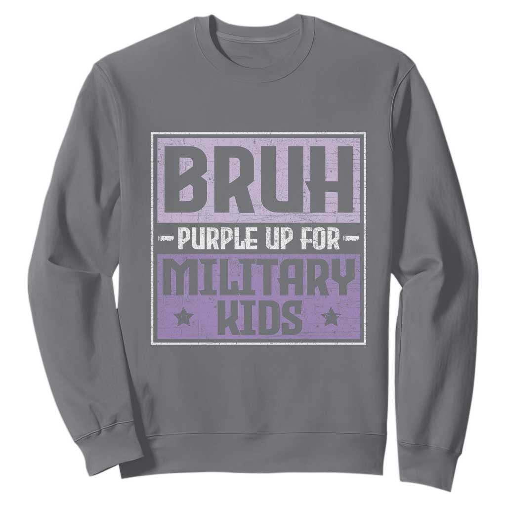Bruh Purple Up For Military Kids Sweatshirt Support Military Kids TS10 Charcoal Print Your Wear