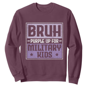 Bruh Purple Up For Military Kids Sweatshirt Support Military Kids TS10 Maroon Print Your Wear