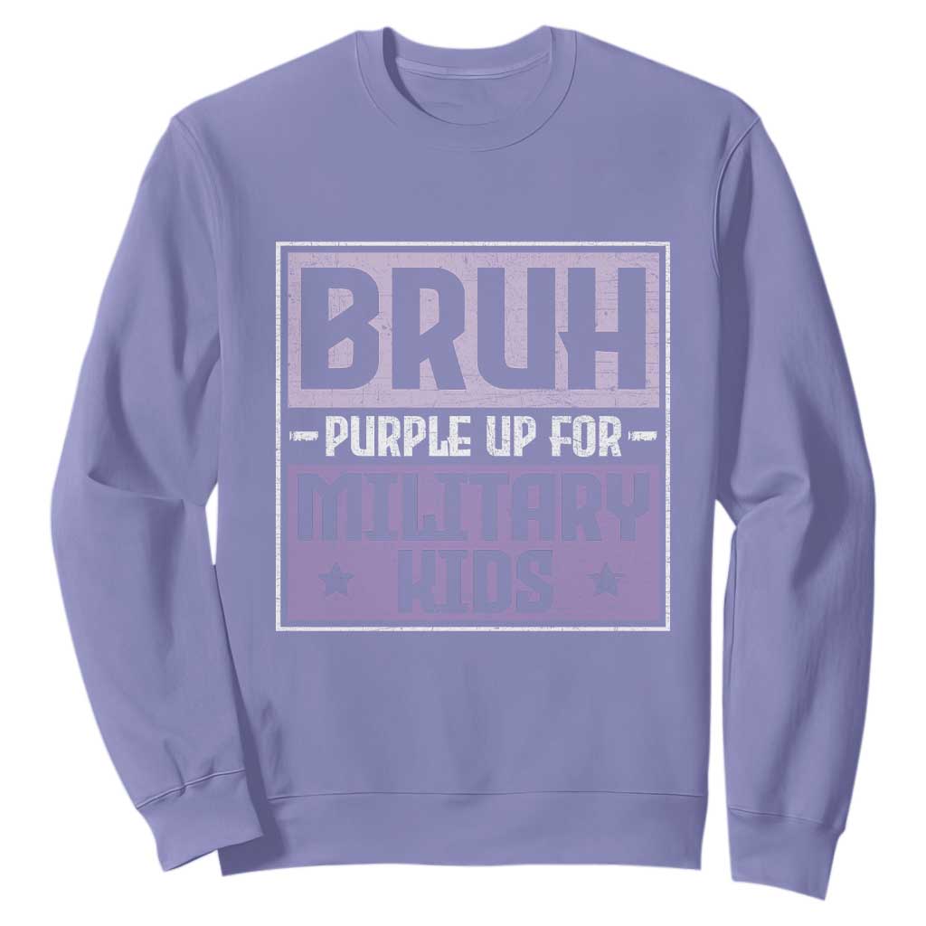 Bruh Purple Up For Military Kids Sweatshirt Support Military Kids TS10 Violet Print Your Wear