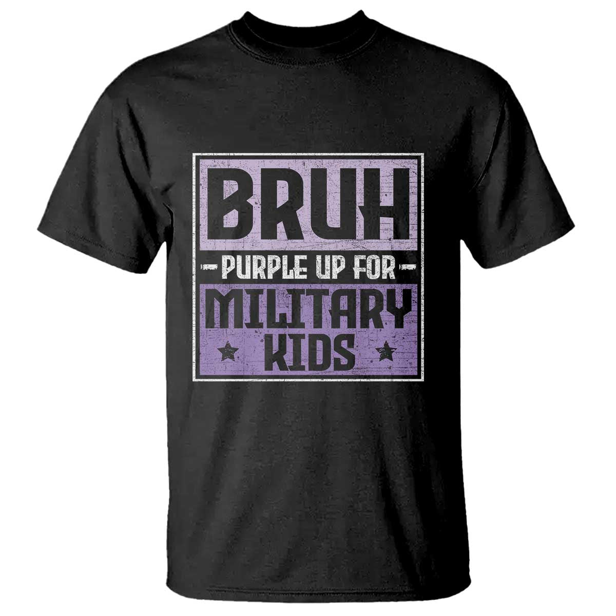 Bruh Purple Up For Military Kids T Shirt Support Military Kids TS10 Black Print Your Wear