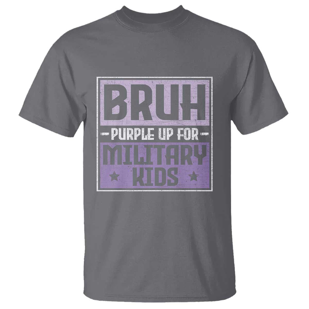 Bruh Purple Up For Military Kids T Shirt Support Military Kids TS10 Charcoal Print Your Wear