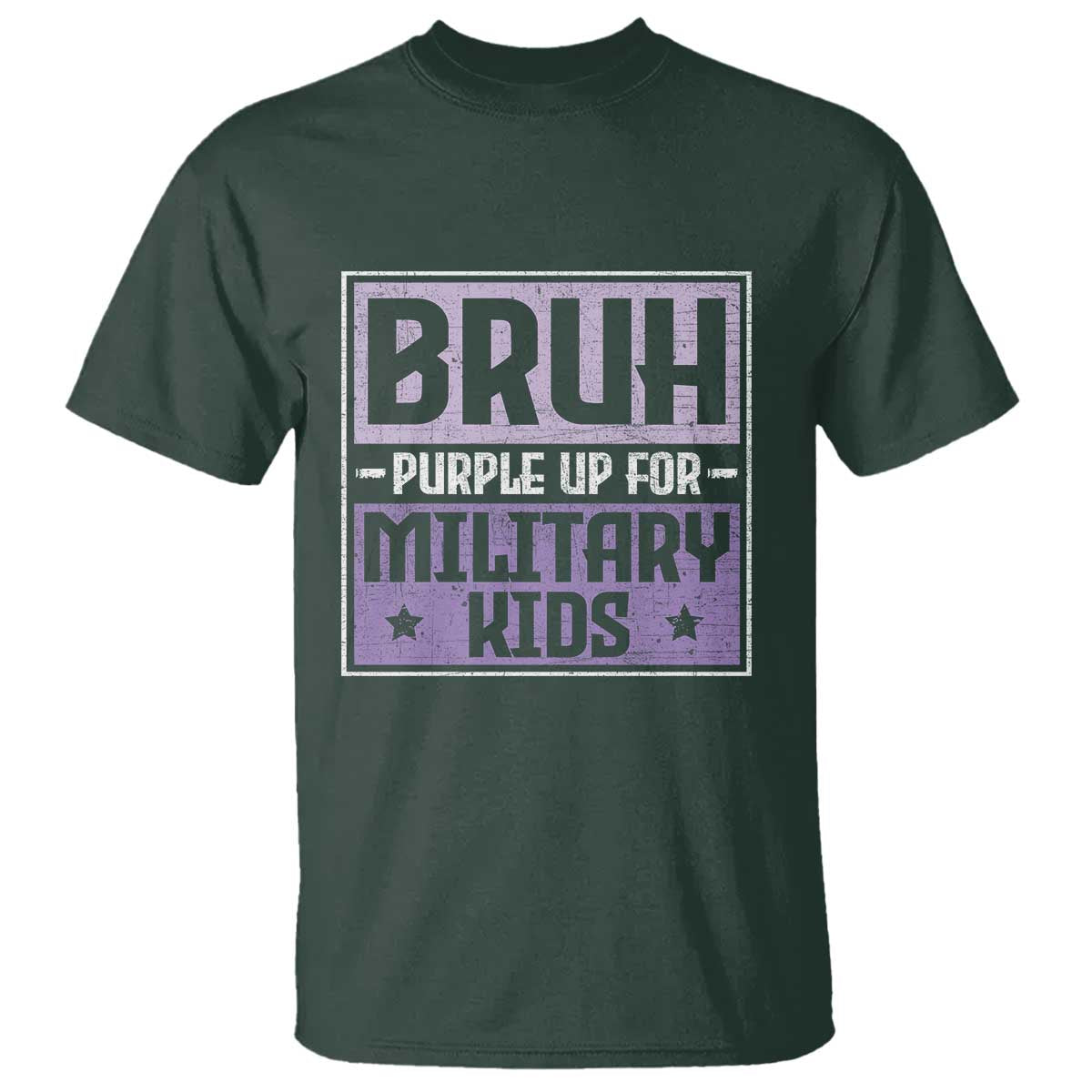 Bruh Purple Up For Military Kids T Shirt Support Military Kids TS10 Dark Forest Green Print Your Wear