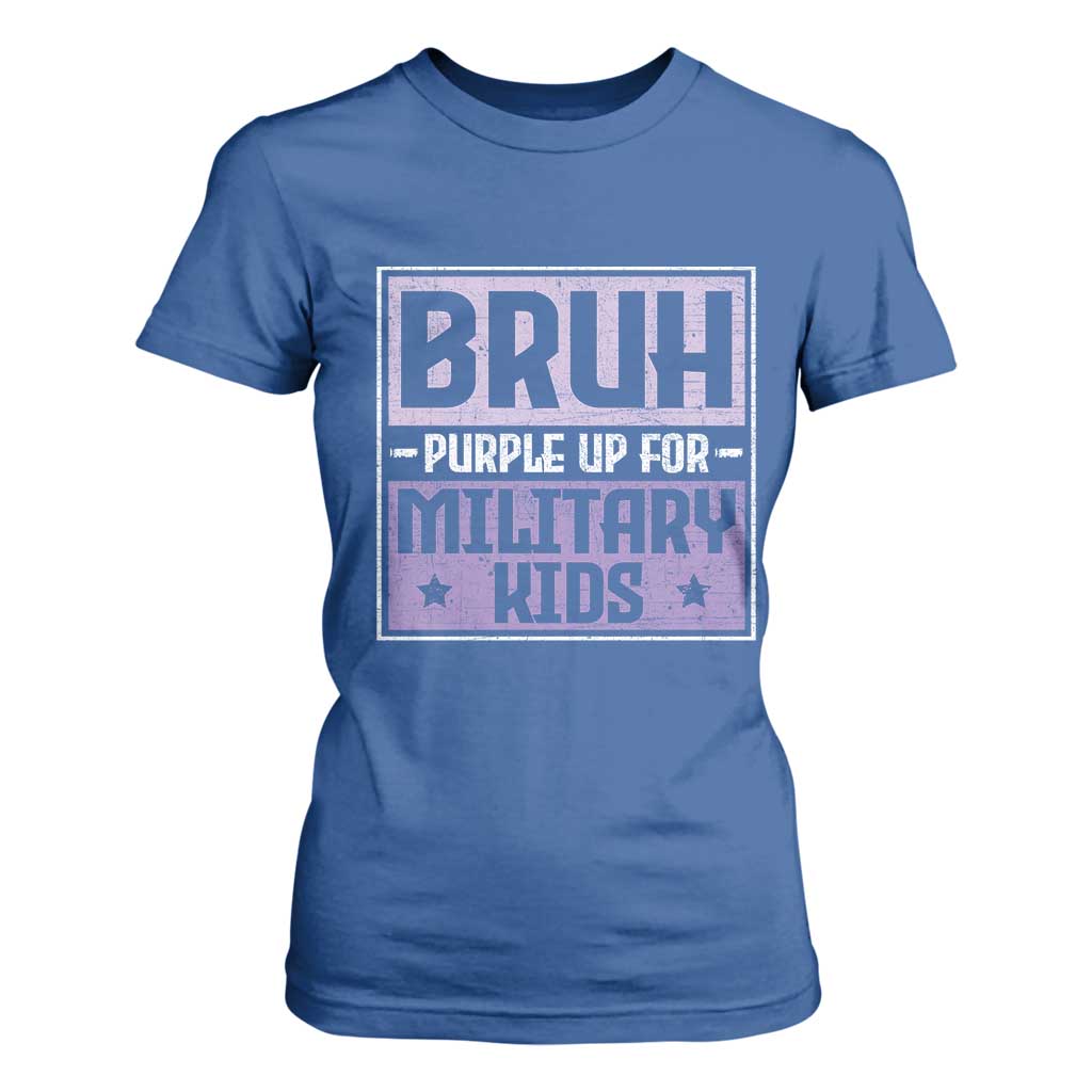 Bruh Purple Up For Military Kids T Shirt For Women Support Military Kids TS10 Royal Blue Print Your Wear
