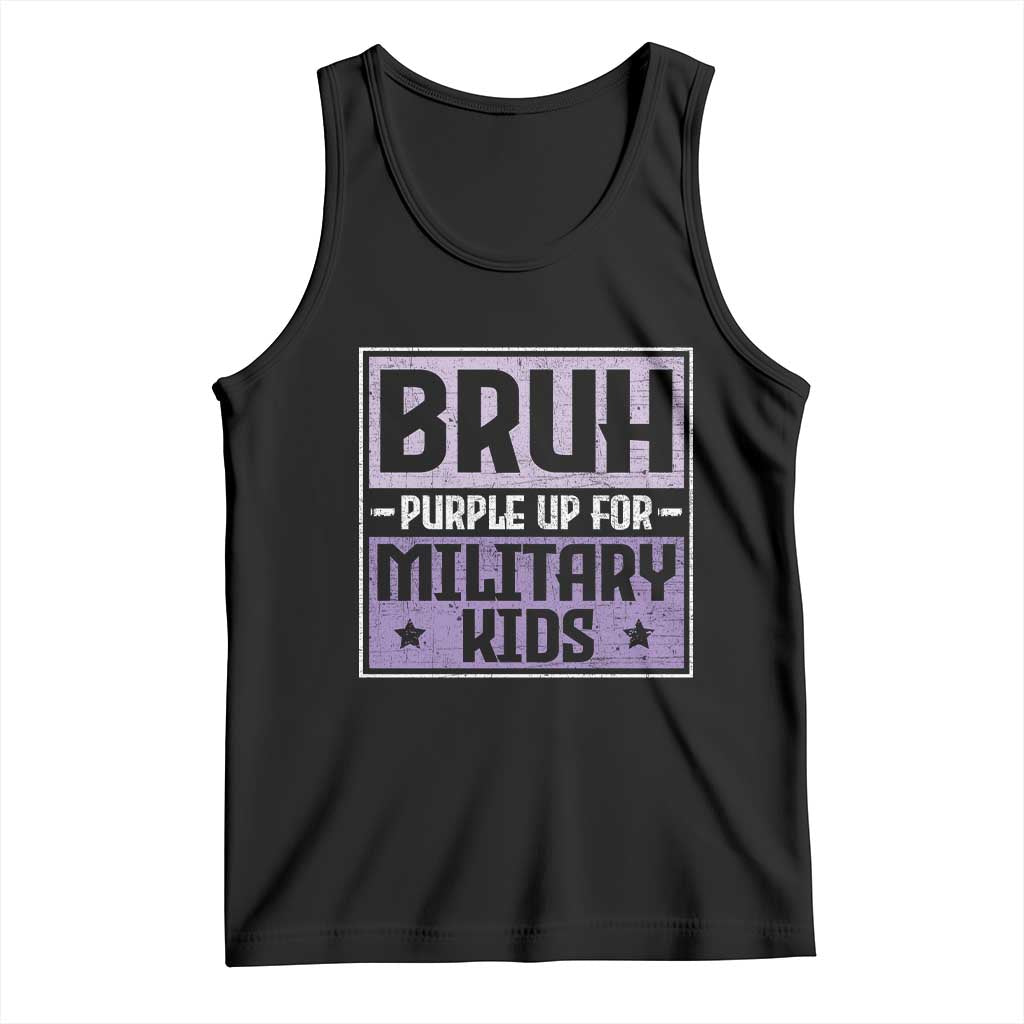 Bruh Purple Up For Military Kids Tank Top Support Military Kids TS10 Black Print Your Wear