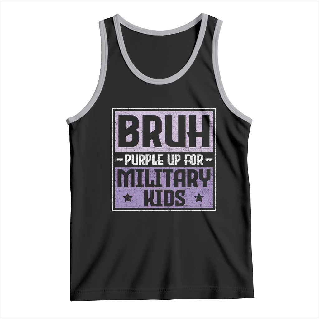 Bruh Purple Up For Military Kids Tank Top Support Military Kids TS10 Black Athletic Heather Print Your Wear