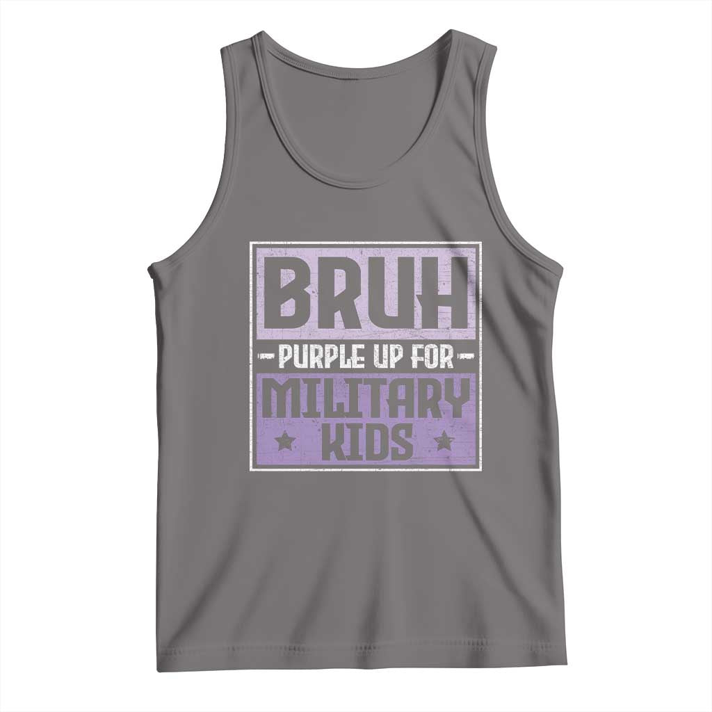 Bruh Purple Up For Military Kids Tank Top Support Military Kids TS10 Deep Heather Print Your Wear