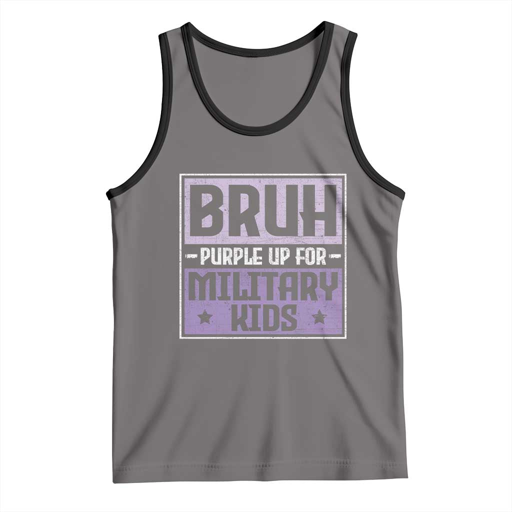 Bruh Purple Up For Military Kids Tank Top Support Military Kids TS10 Deep Heather Black Print Your Wear