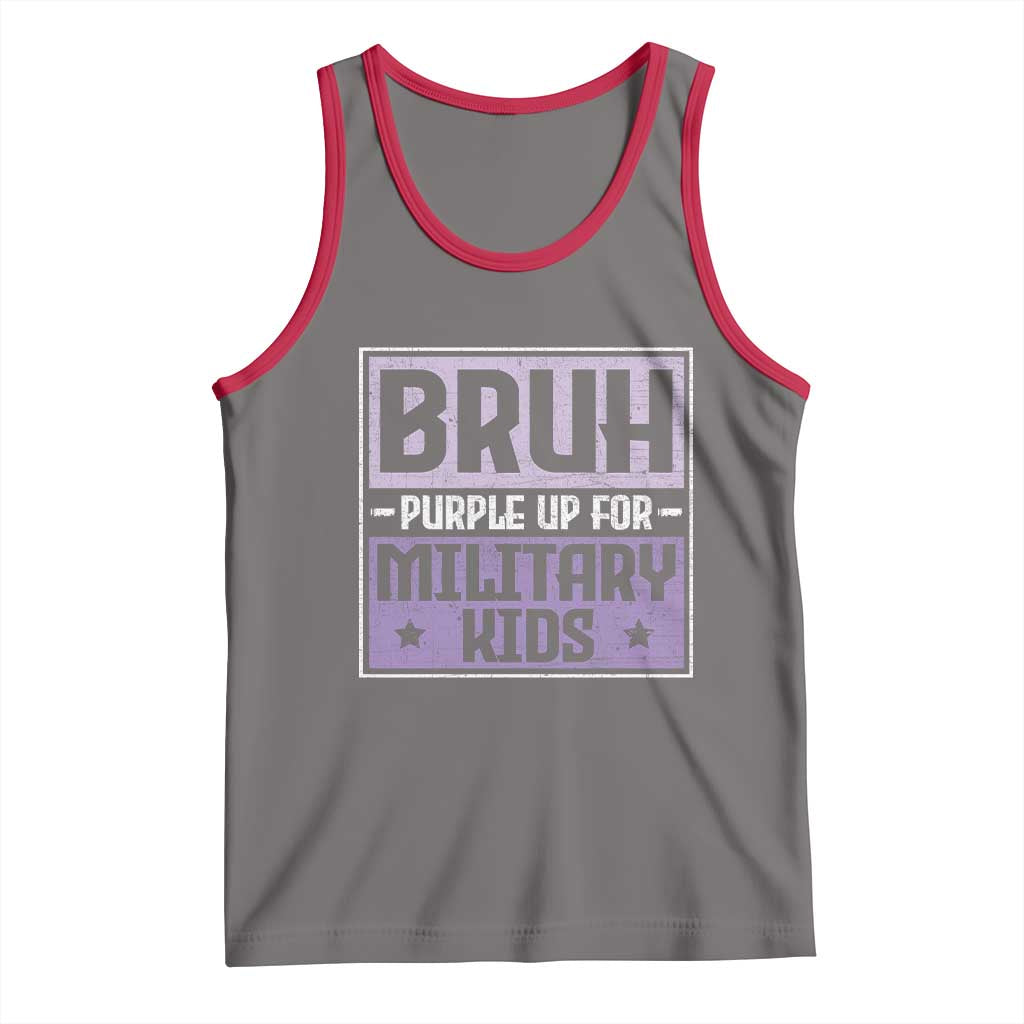 Bruh Purple Up For Military Kids Tank Top Support Military Kids TS10 Deep Heather Red Print Your Wear