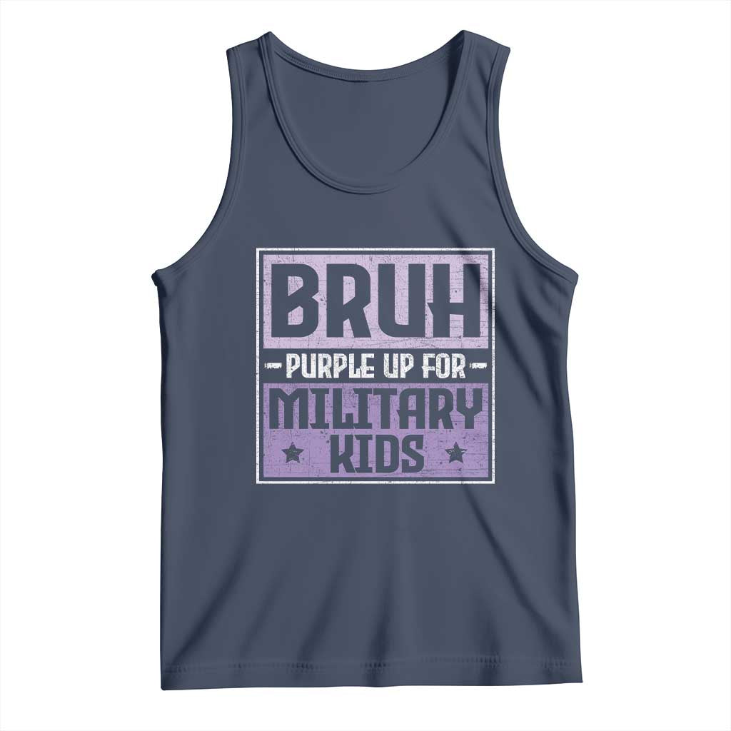 Bruh Purple Up For Military Kids Tank Top Support Military Kids TS10 Navy Print Your Wear