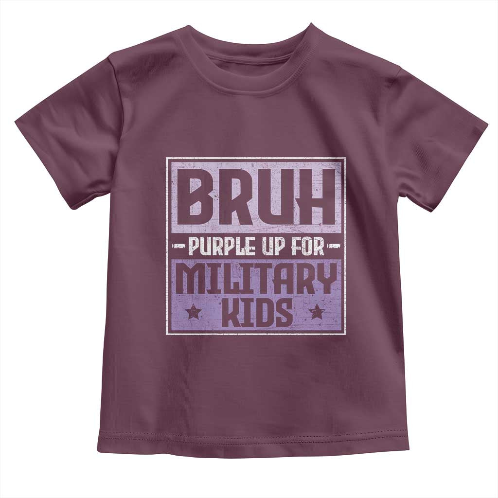 Bruh Purple Up For Military Kids Toddler T Shirt Support Military Kids TS10 Maroon Print Your Wear