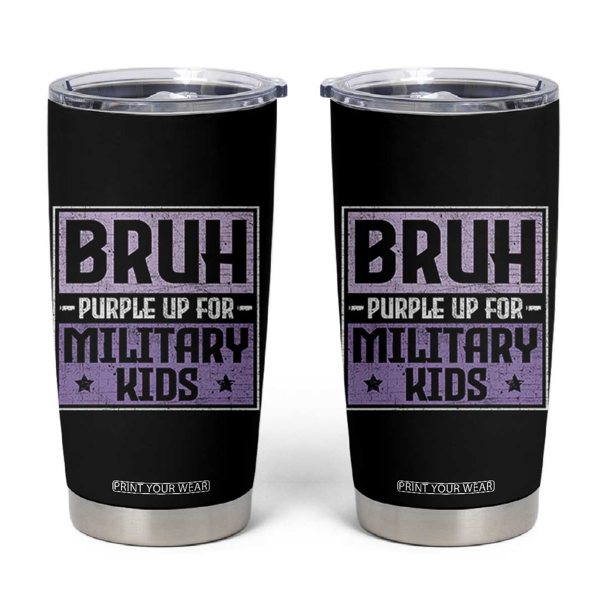 Bruh Purple Up For Military Kids Tumbler Cup Support Military Kids TS10 Black Print Your Wear