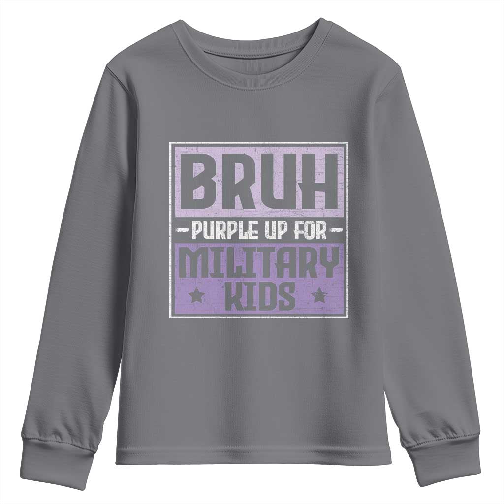 Bruh Purple Up For Military Kids Youth Sweatshirt Support Military Kids TS10 Charcoal Print Your Wear