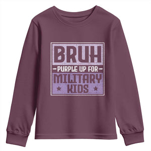 Bruh Purple Up For Military Kids Youth Sweatshirt Support Military Kids TS10 Maroon Print Your Wear