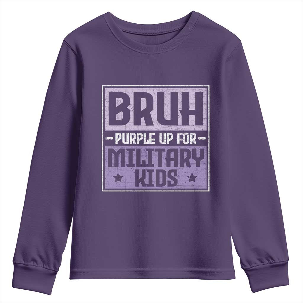 Bruh Purple Up For Military Kids Youth Sweatshirt Support Military Kids TS10 Purple Print Your Wear