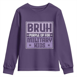 Bruh Purple Up For Military Kids Youth Sweatshirt Support Military Kids TS10 Purple Print Your Wear