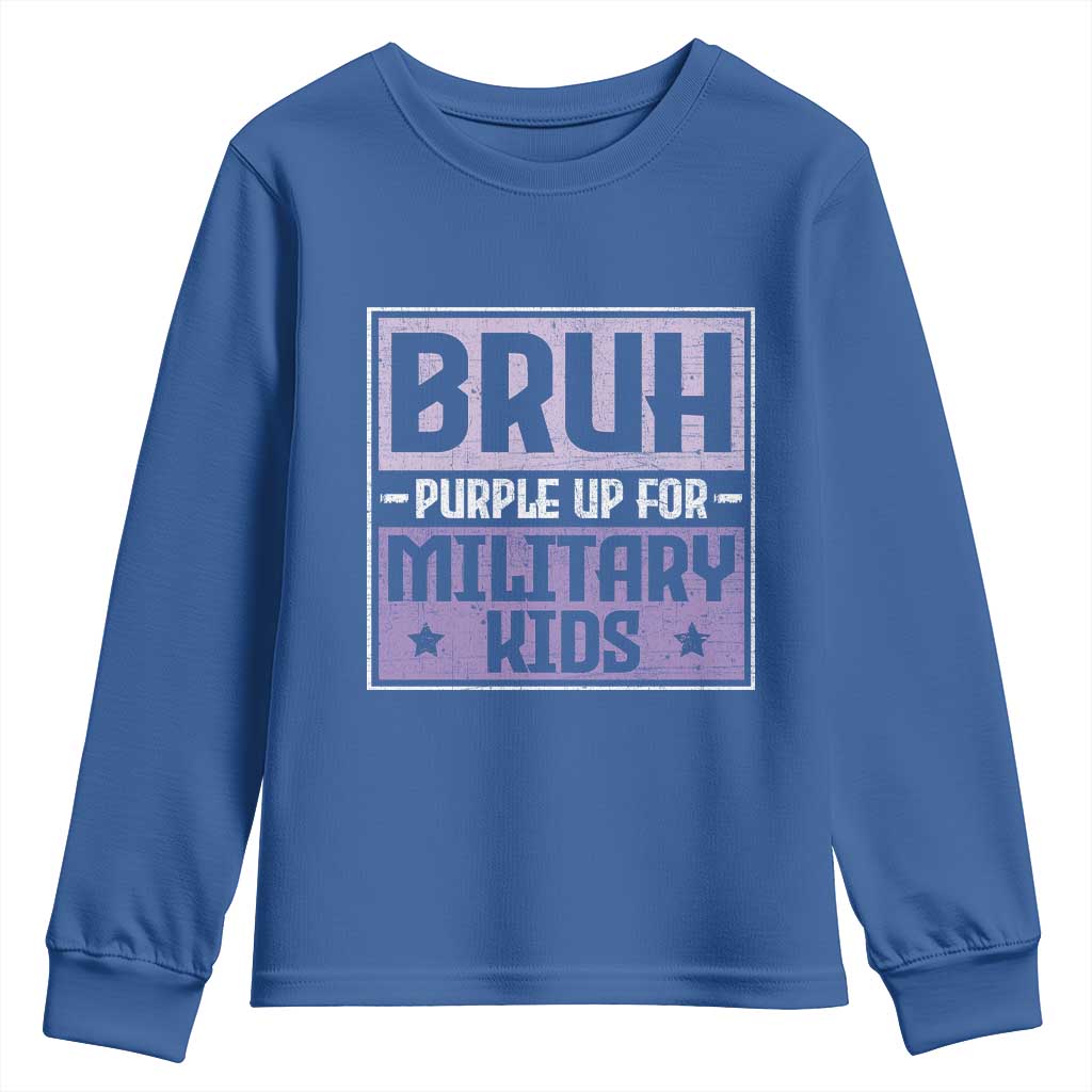 Bruh Purple Up For Military Kids Youth Sweatshirt Support Military Kids TS10 Royal Blue Print Your Wear