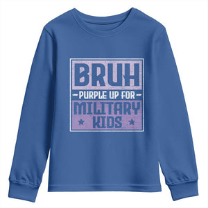 Bruh Purple Up For Military Kids Youth Sweatshirt Support Military Kids TS10 Royal Blue Print Your Wear