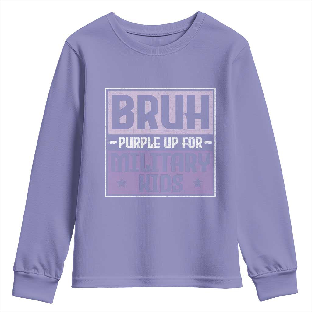 Bruh Purple Up For Military Kids Youth Sweatshirt Support Military Kids TS10 Violet Print Your Wear