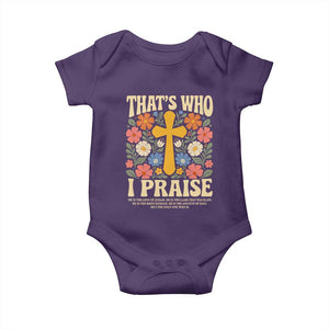 Vintage Jesus Baby Onesie Thats Who I Praise Boho Floral Christian Church God Faith TS10 Purple Print Your Wear