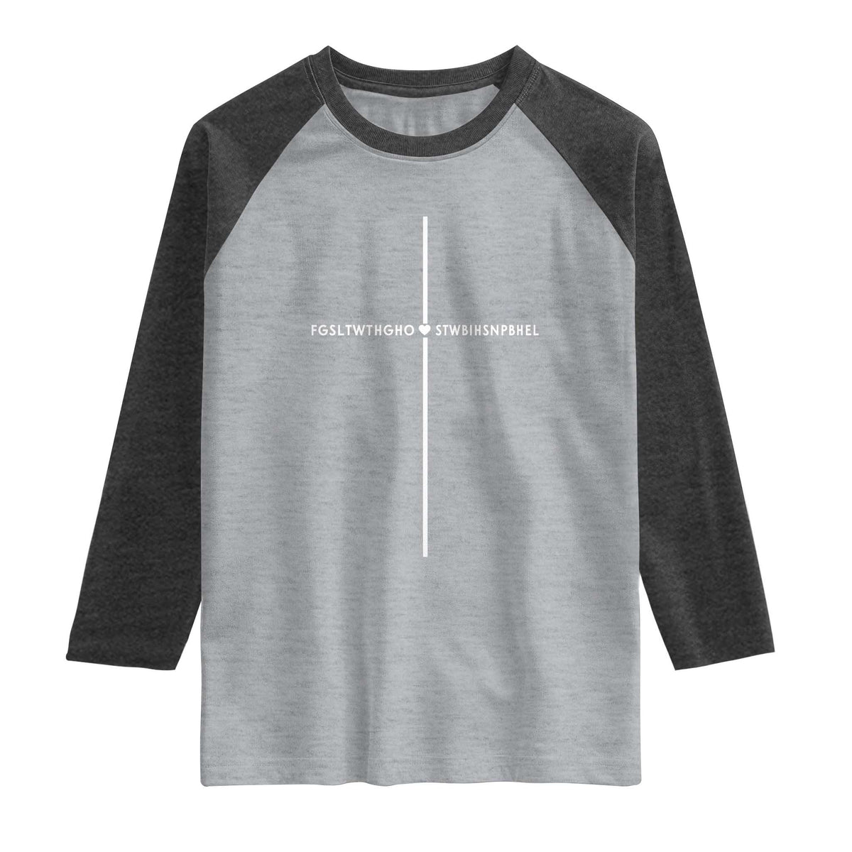 For God So Loved Raglan Shirt John 316 Bible Verse FGSLTWTHGOB Cross Minimal Christian Acronym TS10 Heather Gray Heather Charcoal Print Your Wear