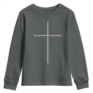 For God So Loved Youth Sweatshirt John 316 Bible Verse FGSLTWTHGOB Cross Minimal Christian Acronym TS10 Dark Heather Print Your Wear