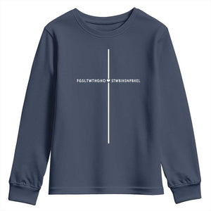 For God So Loved Youth Sweatshirt John 316 Bible Verse FGSLTWTHGOB Cross Minimal Christian Acronym TS10 Navy Print Your Wear