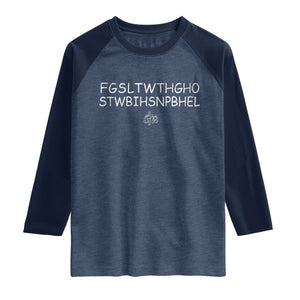 For God So Loved Raglan Shirt John 316 Bible Verse FGSLTWTHGOB Cross Subtle Christian Acronym TS10 Heather Denim Navy Print Your Wear