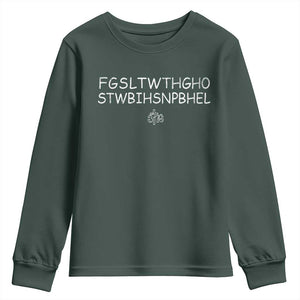 For God So Loved Youth Sweatshirt John 316 Bible Verse FGSLTWTHGOB Cross Subtle Christian Acronym TS10 Dark Forest Green Print Your Wear
