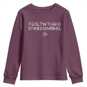 For God So Loved Youth Sweatshirt John 316 Bible Verse FGSLTWTHGOB Cross Subtle Christian Acronym TS10 Maroon Print Your Wear