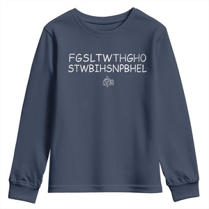 For God So Loved Youth Sweatshirt John 316 Bible Verse FGSLTWTHGOB Cross Subtle Christian Acronym TS10 Navy Print Your Wear