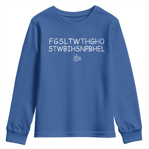 For God So Loved Youth Sweatshirt John 316 Bible Verse FGSLTWTHGOB Cross Subtle Christian Acronym TS10 Royal Blue Print Your Wear