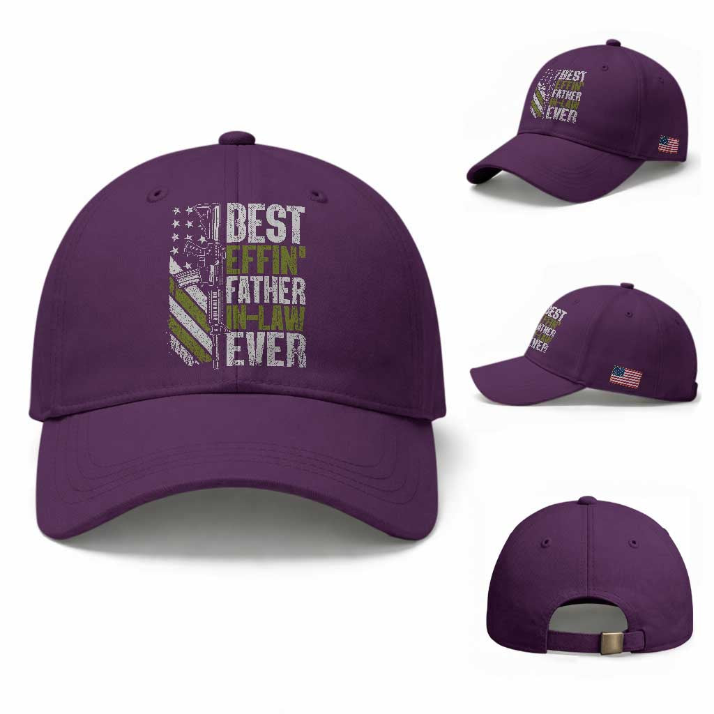 Best Effin’ Father In Law Ever Baseball Cap FIL Gun American Flag TS10 Baseball Cap Universal Fit Purple Print Your Wear