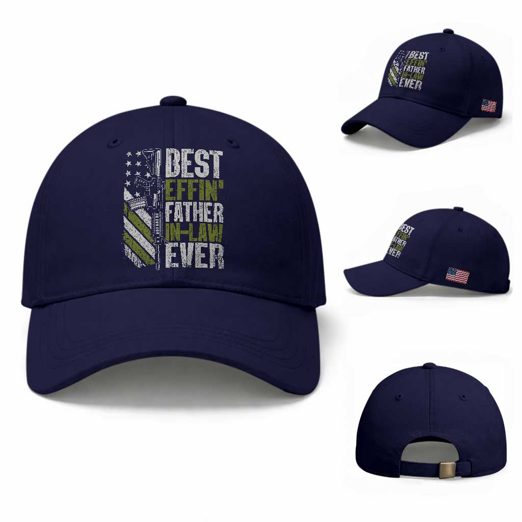 Best Effin’ Father In Law Ever Baseball Cap FIL Gun American Flag TS10 Baseball Cap Universal Fit Dark Blue Print Your Wear