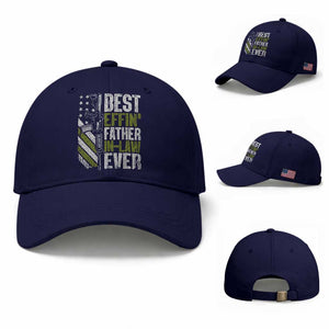 Best Effin’ Father In Law Ever Baseball Cap FIL Gun American Flag TS10 Baseball Cap Universal Fit Dark Blue Print Your Wear