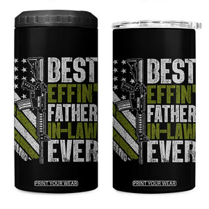 Best Effin’ Father In Law Ever 4 in 1 Can Cooler Tumbler FIL Gun American Flag TS10 One Size: 16 oz Black Print Your Wear