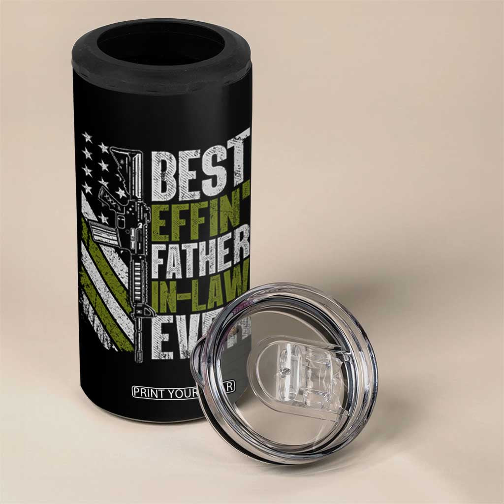 Best Effin’ Father In Law Ever 4 in 1 Can Cooler Tumbler FIL Gun American Flag TS10 Print Your Wear