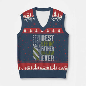 Best Effin’ Father In Law Ever V-Neck Knit Sweater Vest FIL Gun American Flag TS10 Navy Red Print Your Wear