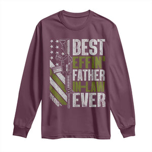 Best Effin’ Father In Law Ever Long Sleeve Shirt FIL Gun American Flag TS10 Maroon Print Your Wear