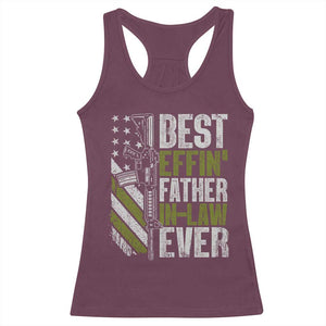 Best Effin’ Father In Law Ever Racerback Tank Top FIL Gun American Flag TS10 Maroon Print Your Wear