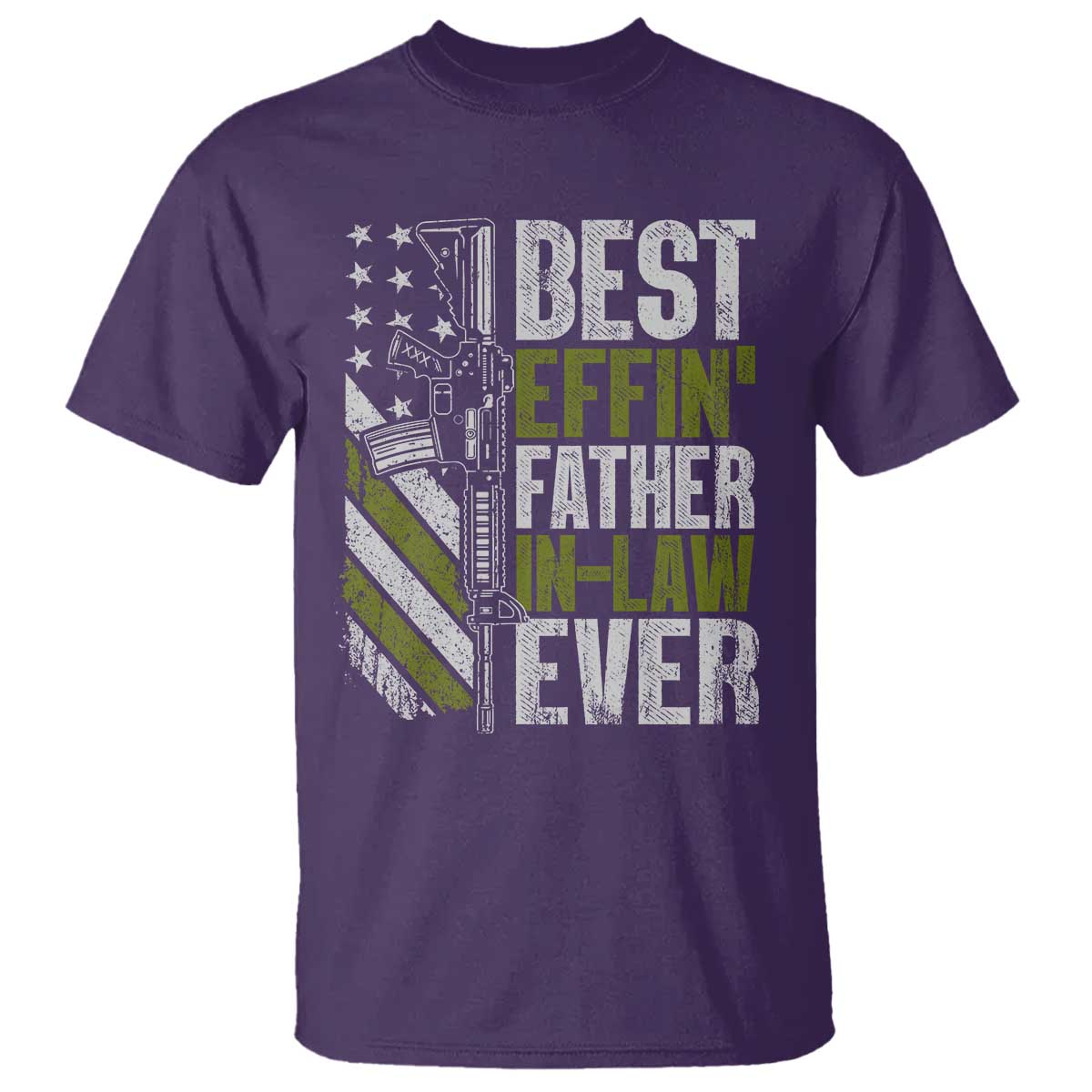 Best Effin’ Father In Law Ever T Shirt FIL Gun American Flag TS10 Purple Print Your Wear