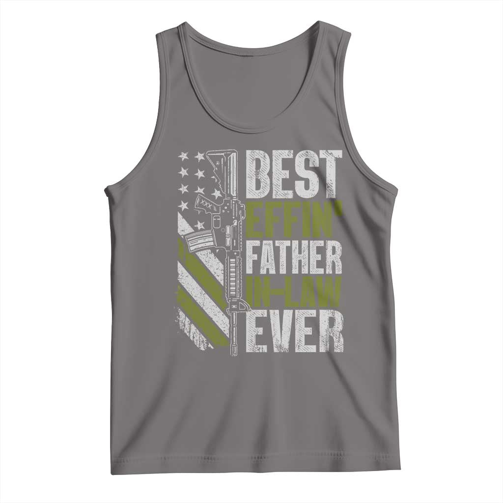 Best Effin’ Father In Law Ever Tank Top FIL Gun American Flag TS10 Deep Heather Print Your Wear