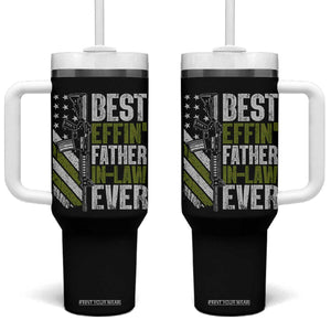 Best Effin’ Father In Law Ever Tumbler With Handle FIL Gun American Flag TS10 One Size: 40 oz Black Print Your Wear