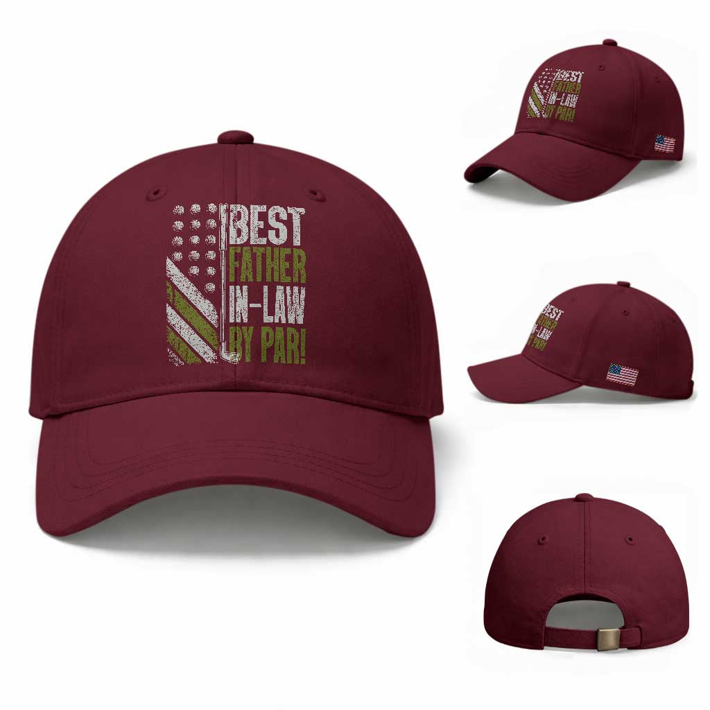 Father In Law Golf Baseball Cap Best FIL By Par Fathers Day Gift for Golfers TS10 Baseball Cap Universal Fit Maroon Print Your Wear