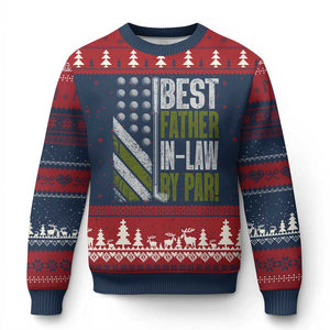 Father In Law Golf Ugly Christmas Sweater Best FIL By Par Fathers Day Gift for Golfers TS10 Navy Red Print Your Wear